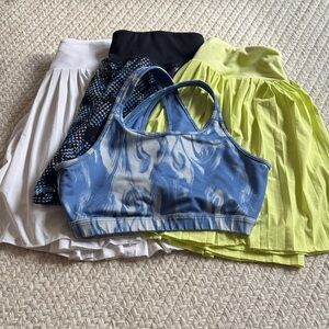 Zella Bundle - shorts, 2 pleated athletic skirts, sports bra as shown.